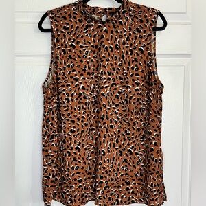 Eloquii Women's Sleeveless Animal Print Top - Size 16 - Black/Brown/White